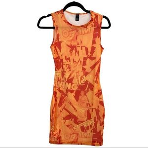 Graphic Orange Mini Dress